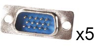 Blister de 5 x fiches sub-d 15 broches mâle haute densité