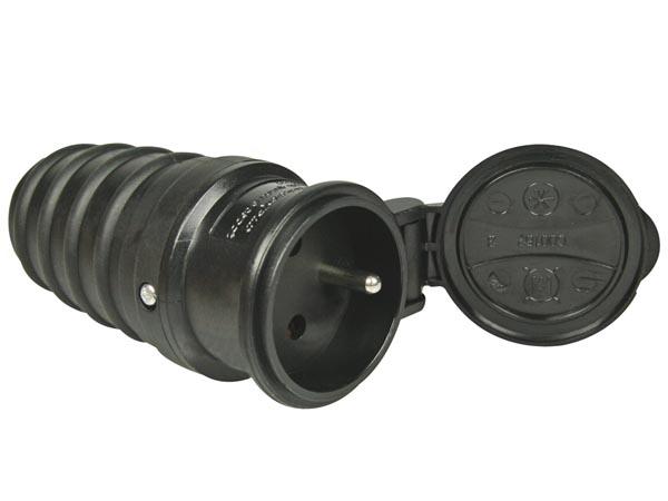 Fiche secteur étanche ip44 femelle 3 poles 16a 250v noir