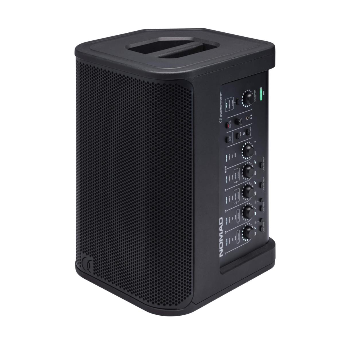 Enceinte portable active 8? coaxiale de 200 w rms avec mixeur 5 voies, batterie lithium intégrée et dsp. connectiques xlr/jack, 