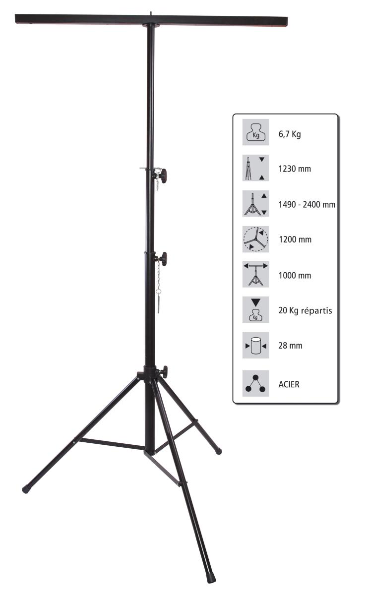 Pied lumiere + barre metal haut 2.4m