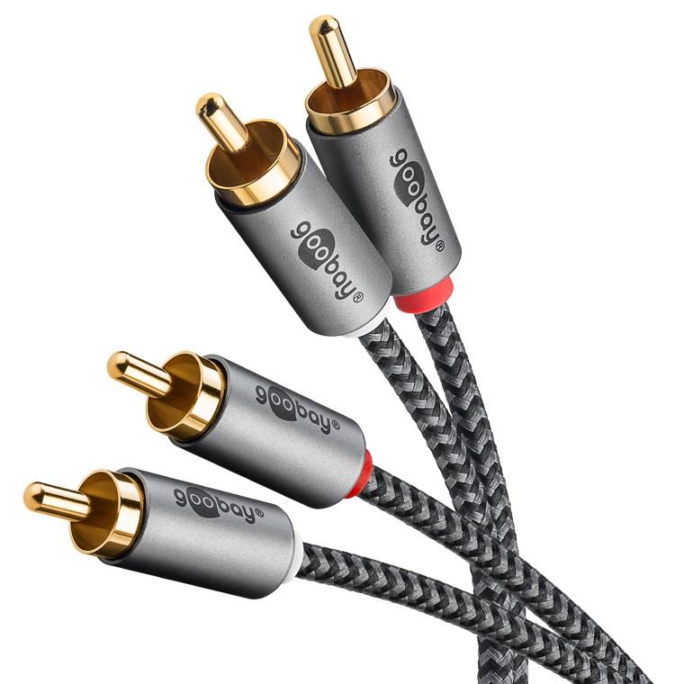 Cable double rca haute qualité  (rca mâle x2 / rca mâle x2)  l=1.00m