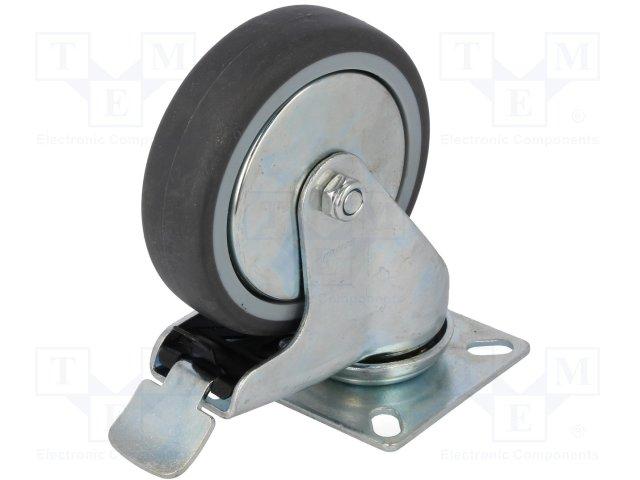Roue en caoutchouc 100mm orientable 360°  charge max : 90kgs avec blocage