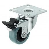 Roulette pivotantes 360°  en caoutchouc noir d= 50mm charge max : 40kgs avec frein