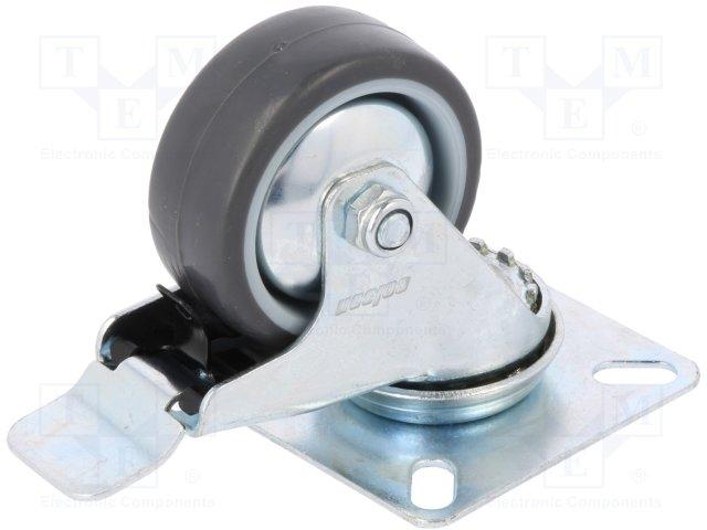 Roue en caoutchouc 50mm orientable 360°  charge max : 40kgs avec blocage