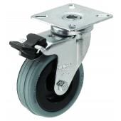 Roulette pivotantes 360°  en caoutchouc d= 75mm charge max : 60kgs avec frein