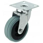 Roulette pivotantes 360°  en caoutchouc noir d= 75mm charge max : 60kgs