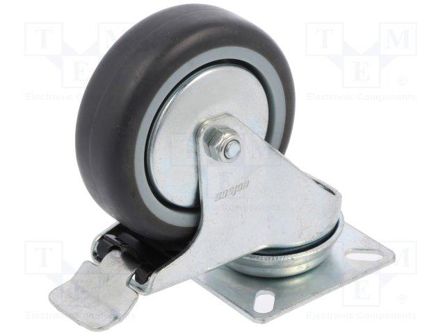 Roue en caoutchouc 75mm orientable 360°  charge max : 60kgs avec blocage