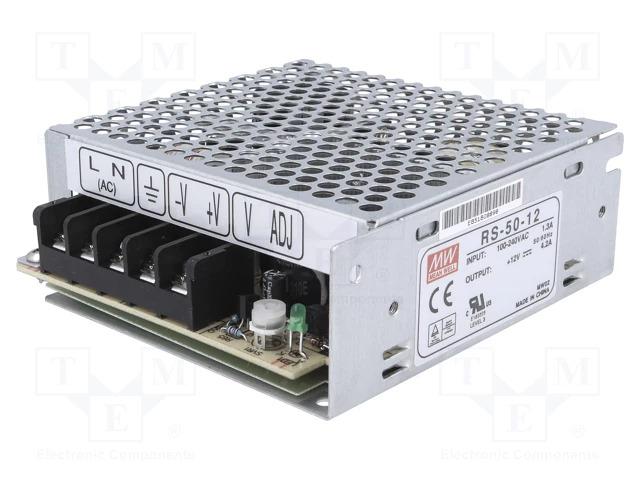 Alimentation à découpage mean well / 12v / 50w / 4.2a / 99x97x36mm