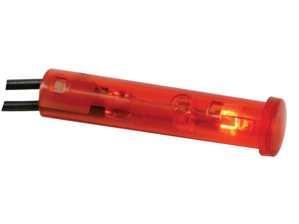Voyant rond 7mm 220v rouge a clipser avec fils