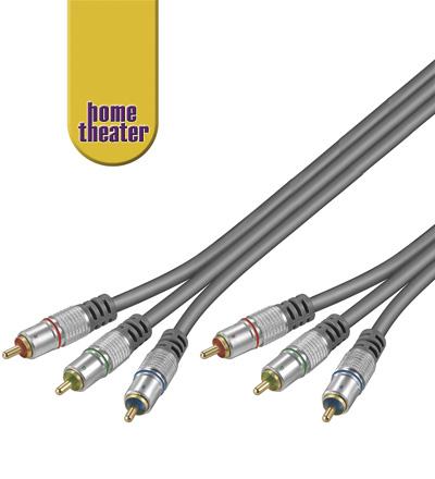 Cordon home-cinema 3 x rca mâle / 3 x rca mâle l=15m (rgb - 75ohm - yuv)